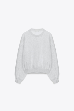 ZARA БАЗОВАЯ ТОЛСТОВКА ИЗ МЯГКОЙ ТКАНИ, СЕРЫЙ МЕЛАНЖ