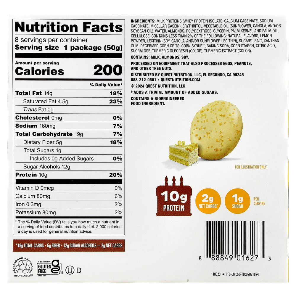 Quest Nutrition, Bake Shop, глазированное печенье, лимонный торт, 8 пакетиков по 50 г (1,76 унции)
