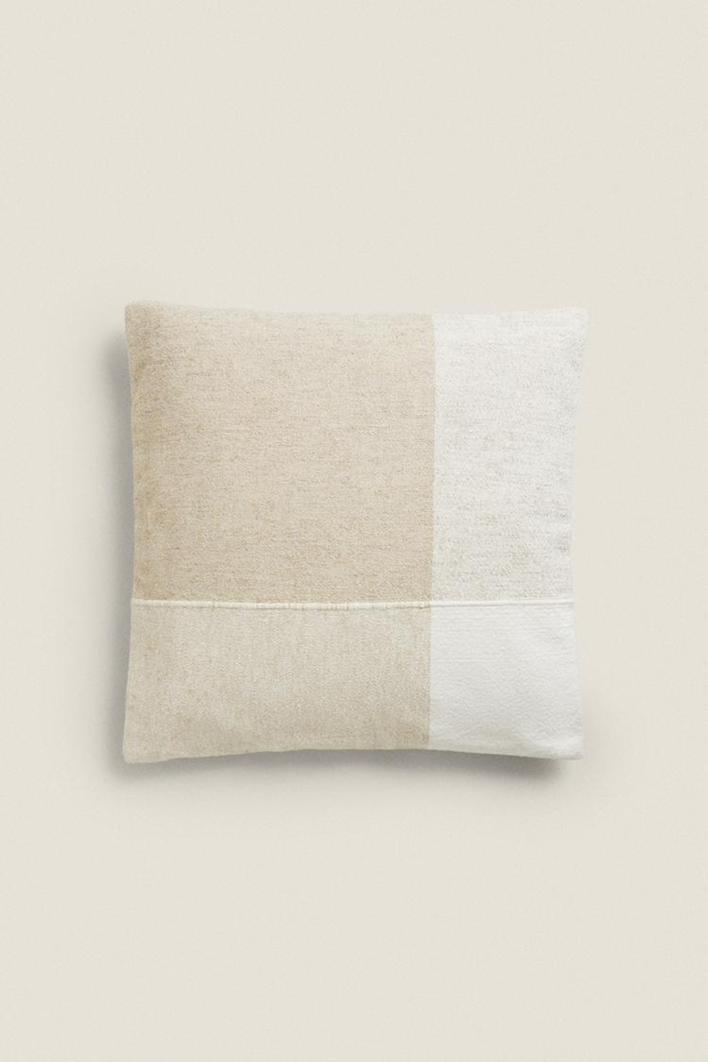 ZARA HOME ХЛОПКОВЫЙ ЧЕХОЛ ДЛЯ ДЕКОРАТИВНОЙ ПОДУШКИ С ВЫШИВКОЙ В ПОЛОСКУ, СВЕТЛО-БЕЖЕВЫЙ
