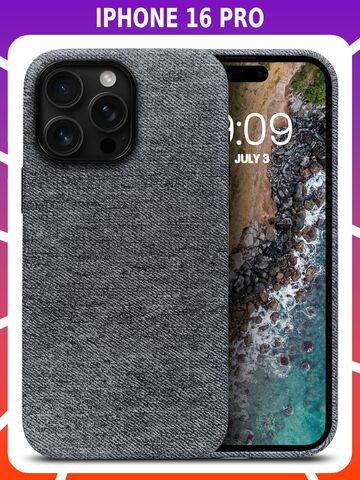 Мягкий тканевый чехол для IPHONE 16 PRO с бархатной подкладкой и усиленной защитой камеры