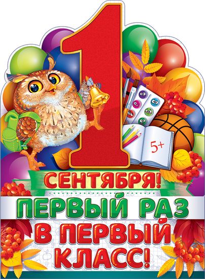 Плакат "1 Сентября! Первый раз в первый класс!", 44х60 см