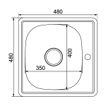 Мойка врез 48х48 (0,6) вып 3 1/2 MIXLINE 16см с сифоном