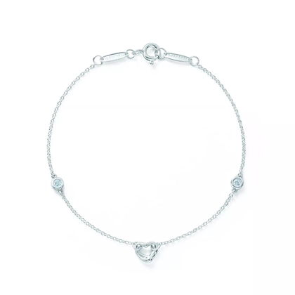 Браслет из серебра с бриллиантами 0.06ct, Tiffany 💎Yard Open heart - В наличии