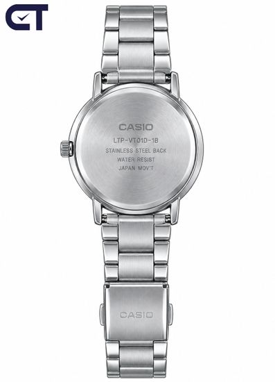CASIO LTP-VT01D-1B CASIO Collection женские наручные часы — чёрный циферблат, тонкий корпус и минималистичный стальной дизайн