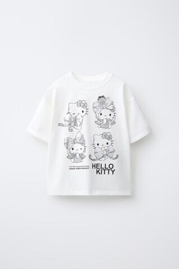 ZARA ФУТБОЛКА С ПРИНТОМ HELLO KITTY © SANRIO, БЕЛЫЙ
