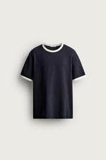 БАЗОВАЯ ФУТБОЛКА В РУБЧИК С КОНТРАСТНЫМИ ДЕТАЛЯМИ — ZARA