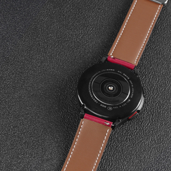 Ремешок из натуральной кожи красного цвета от Dux Ducis для смарт часов Samsung Galaxy Watch 3, 4, 5, 6 и 7 (размер крепления 20мм), серия YA Series