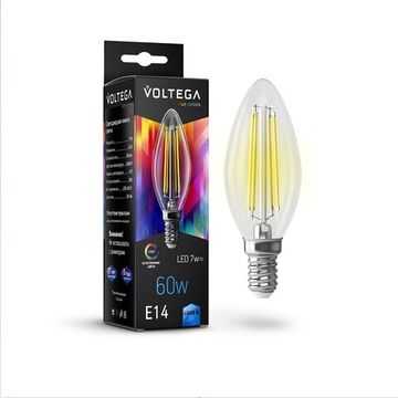 Светодиодная лампа Свеча Crystal Candle 7W 4000K E14 CRI97 (7153) VG10-C35E14cold7W-FHR прозрачная Voltega