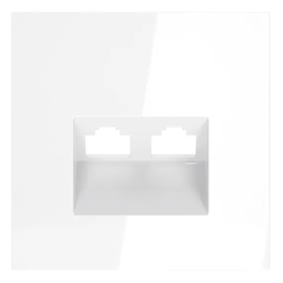 Накладка для розетки компьютерной двойной RJ45+RJ45 Voltum S70 Белый глянцевый VLS001401
