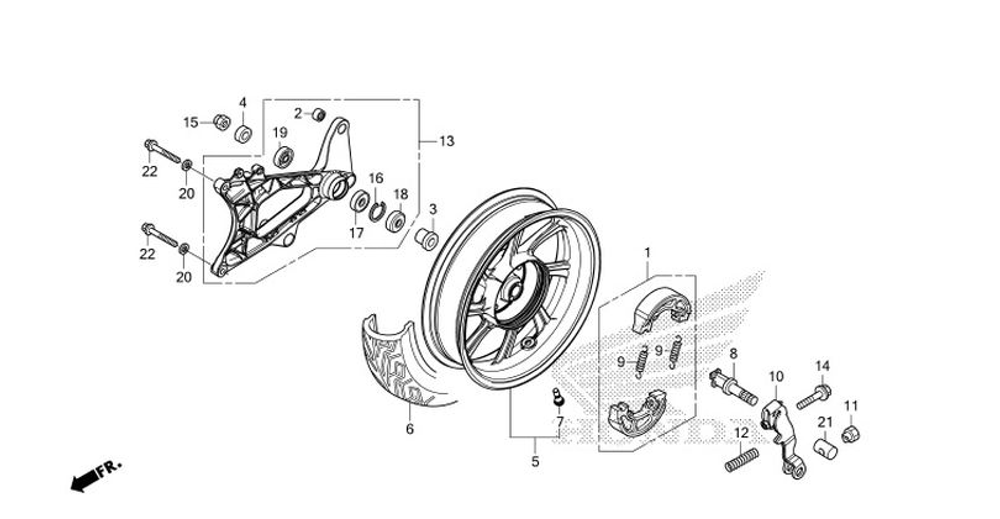 42650-K97-T00ZB. WHEEL SUB ASSY., RR. GOLD COLOR. rear wheel Honda PCX.