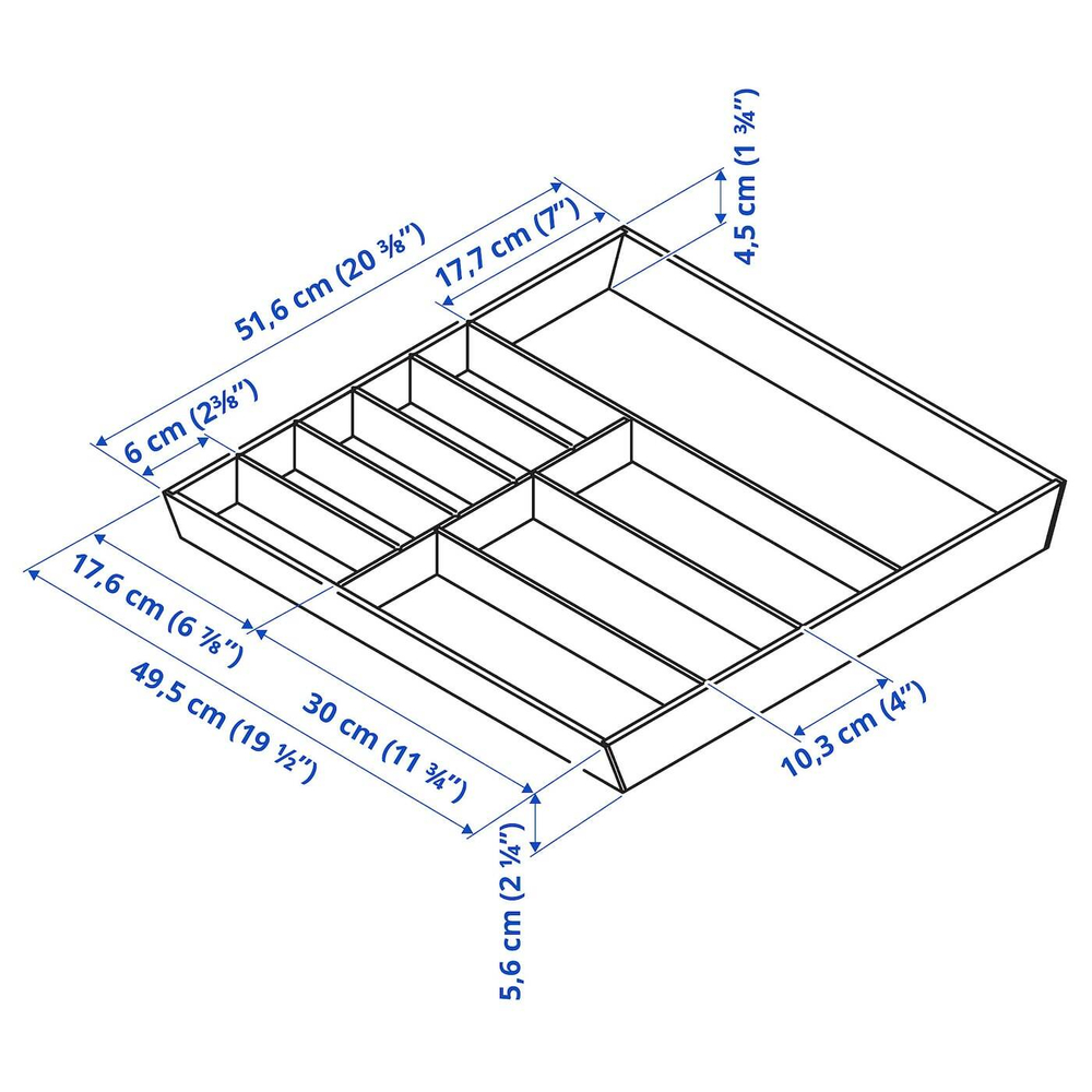 IKEA UPPDATERA  (ИКЕА УППДАТЕРА)  -  Лоток для столовых приборов, светлый бамбук, 52x50 см