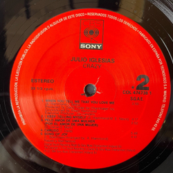 Винтажная виниловая пластинка LP Julio Iglesias Crazy (Испания 1994)