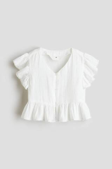 H&M Блузка из хлопкового муслина, белый