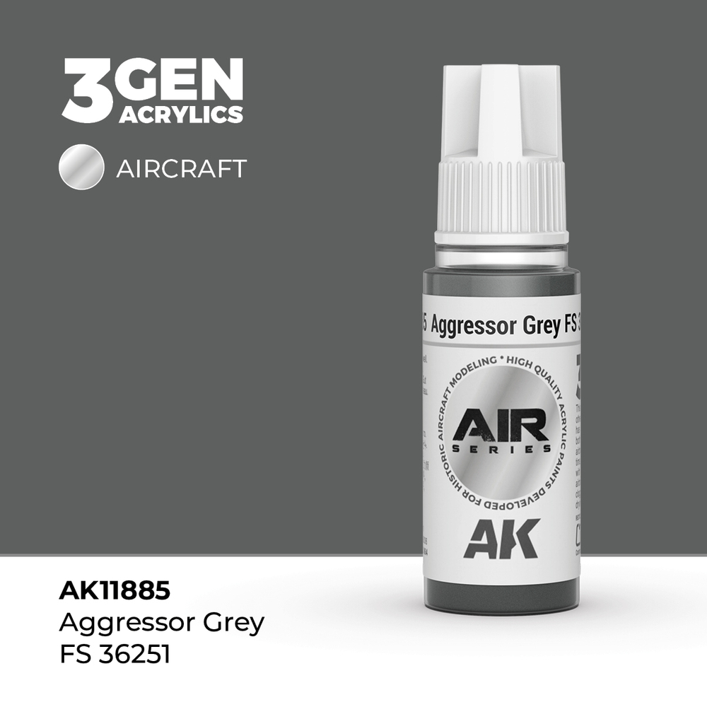 Акриловая краска AK Interactive Aggressor Grey FS 36251 3GEN AIR, 18мл