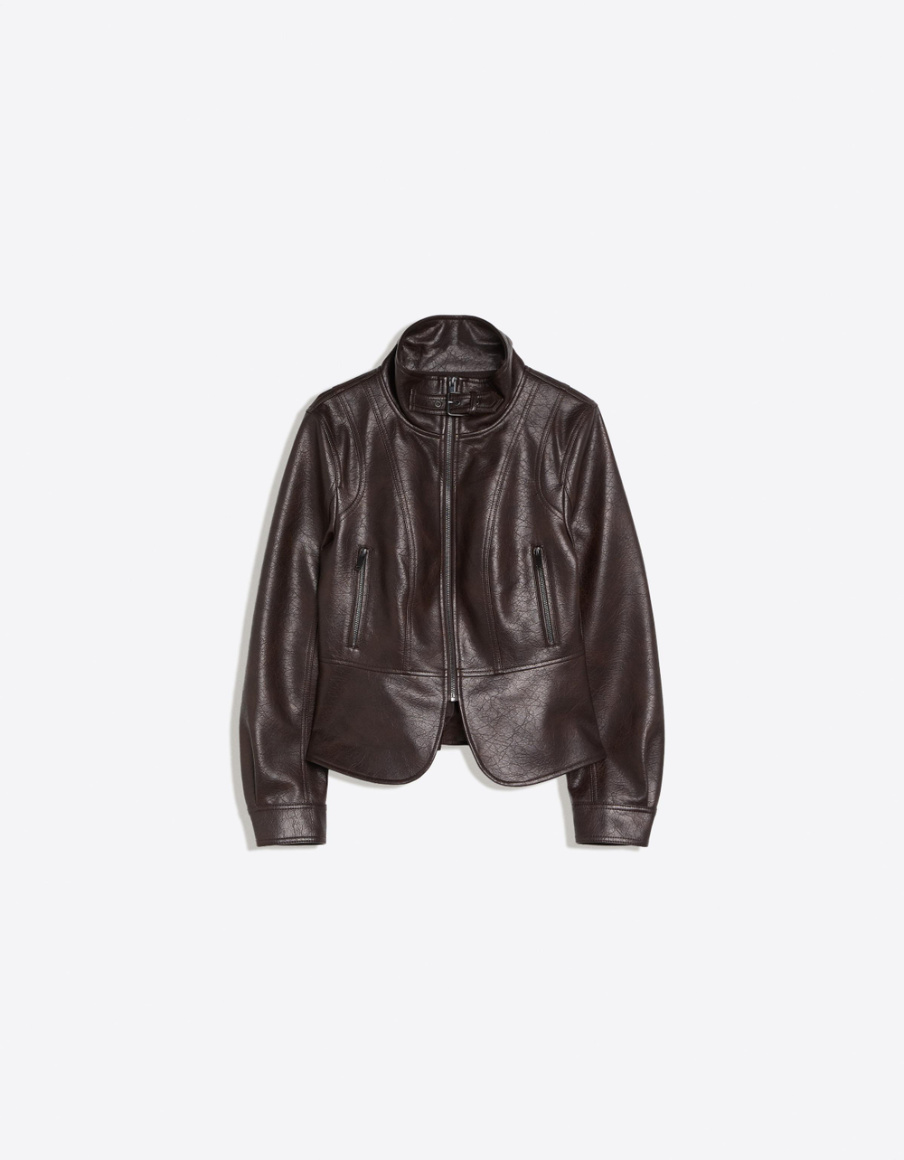 Женская куртка из искусственной кожи с баской - BERSHKA
