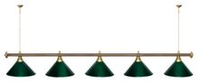 Лампа STARTBILLIARDS 5 пл. (плафоны золотые,штанга коричневая,фурнитура золото)
