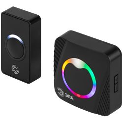 Звонок дверной ЭРА POLYCOLOR C100 беспроводной RGB подсветка чёрный 36 мелодий | Электротовары
