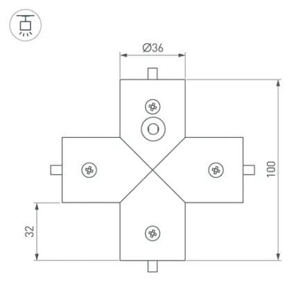 Соединитель профиля ROUND-D36-360-X90 (Arlight, Алюминий)