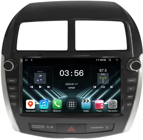 Магнитола для Mitsubishi ASX 2010-2016, Peugeot 4008, Citroen C4 Aircross (рамка с крутилками и кнопками) - FarCar S280 монитор 9.5" IPS на Android 13, CarPlay