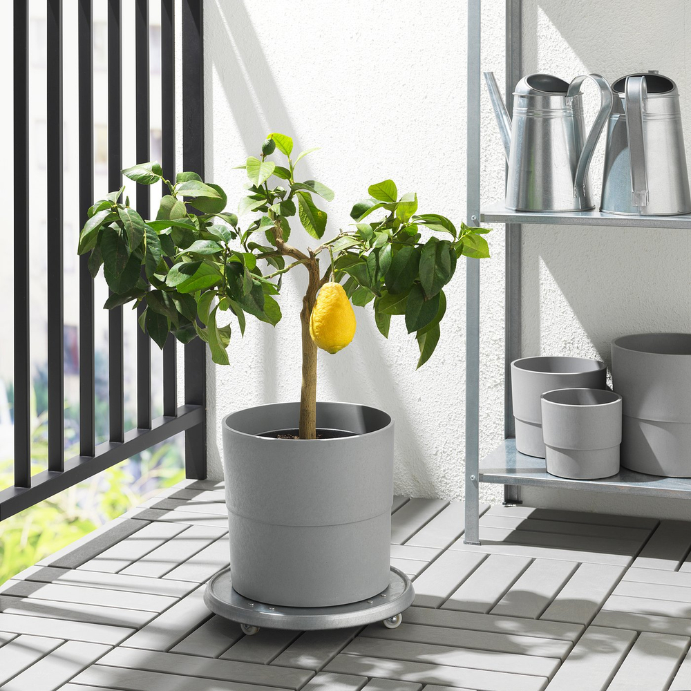 IKEA NYPON  (ИКЕА НИПОН)  -  Кашпо - для дома/улицы серый 24 см