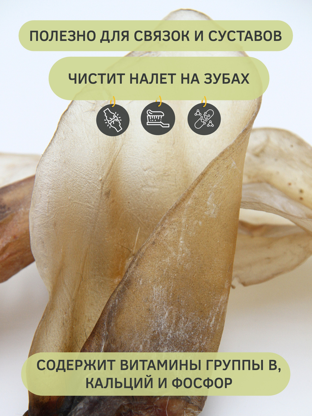 Внешнее ухо, без шерсти — лакомство для собак, 1 шт