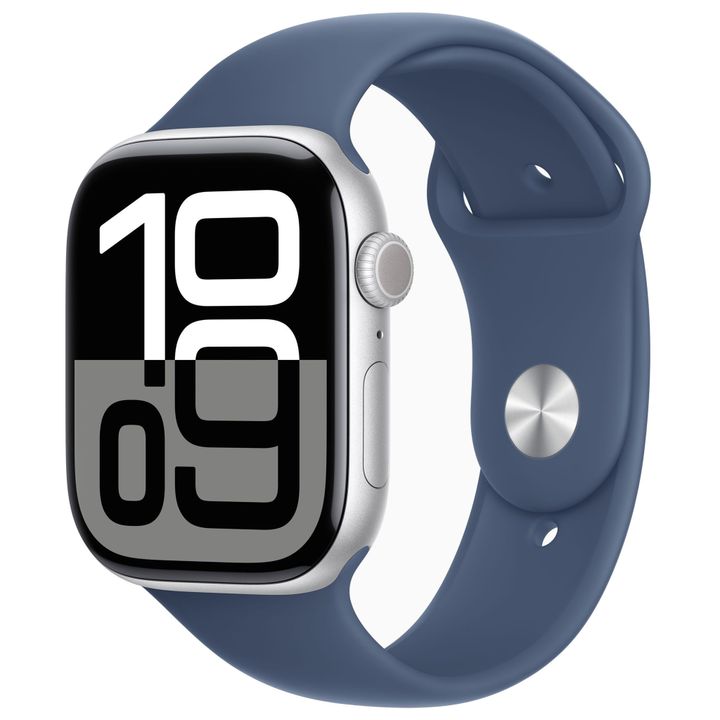 Умные часы Apple Watch Series 10 46мм Silver Aluminium Case с Denim Sport Band