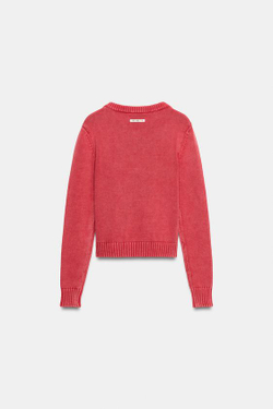 ZARA - FRUIT OF THE LOOM™ ВЯЗАНЫЙ ДЖЕМПЕР С V-ОБРАЗНЫМ ВЫРЕЗОМ, БУРГУНДИ