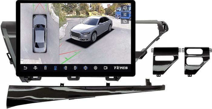 Магнитола для Toyota Camry 70 2017-2021 (без JBL) - Teyes CC3-2K-360 монитор 13" 2K QLED на Android 10, Быстрая, CarPlay, 4G SIM-слот, 4 камеры в комплекте