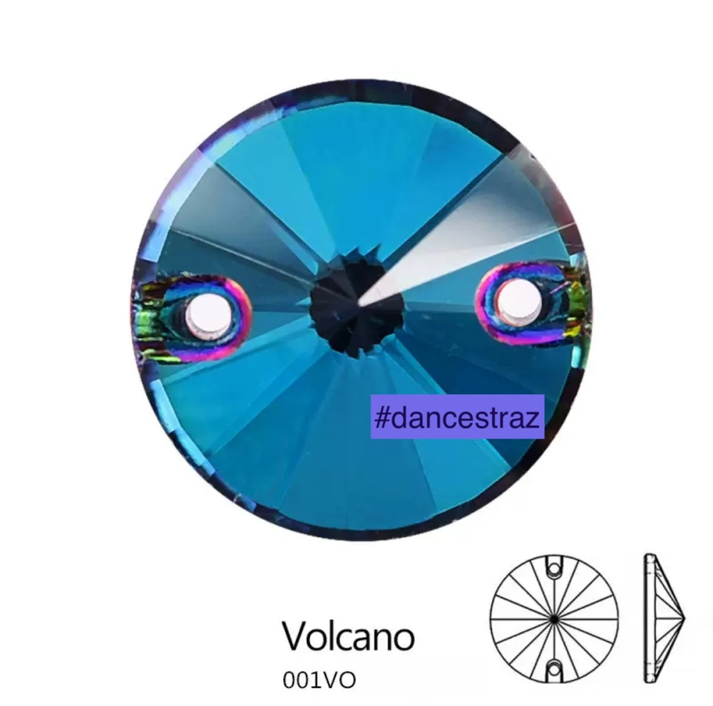 Стразы пришивные, Rivoli, Volcano, 001VO, 12mm, (40 ea/pkg), 5A+best, (F2)