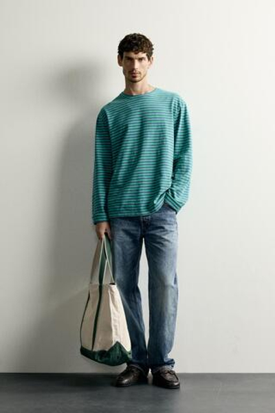 ЖАККАРДОВАЯ ФУТБОЛКА СВОБОДНОГО КРОЯ В ПОЛОСКУ — ZARA · 4087/528