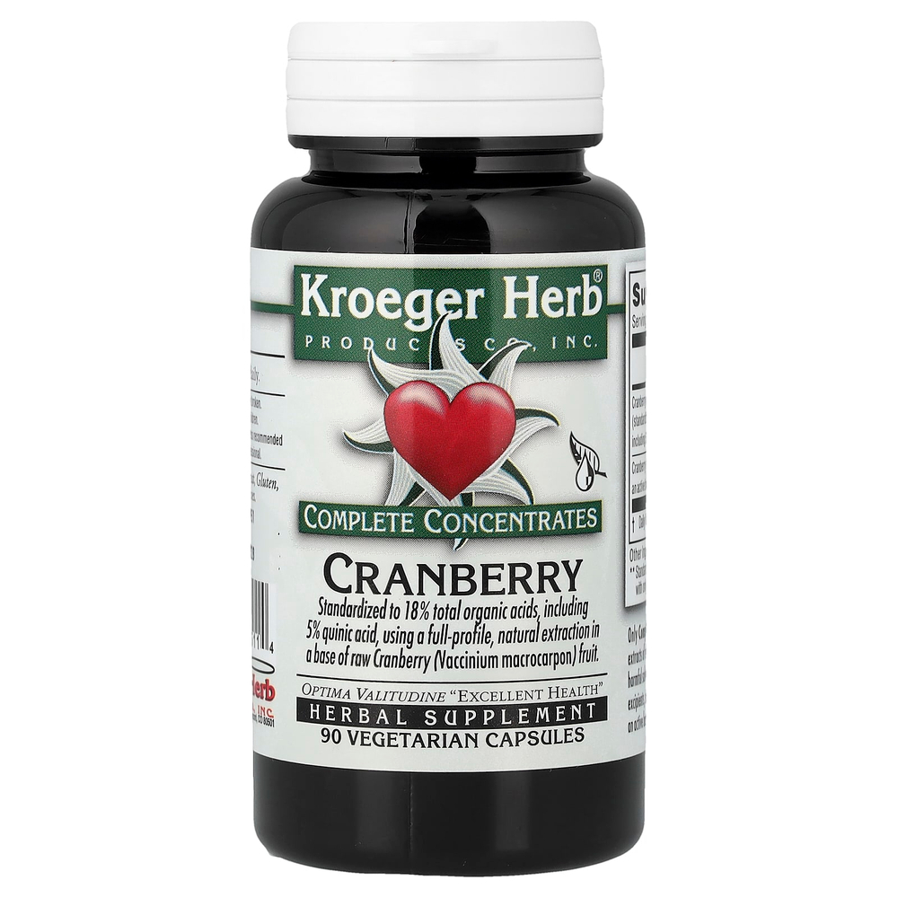 Kroeger Herb Co, комплексные концентраты, клюква, 90 вегетарианских капсул