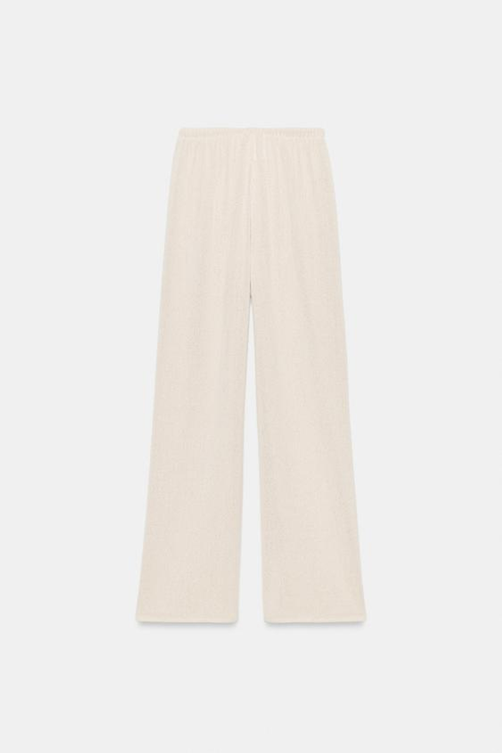 ZARA БРЮКИ WIDE LEG ИЗ ТКАНИ В ДЕРЕВЕНСКОМ СТИЛЕ, СВЕТЛО-БЕЖЕВЫЙ