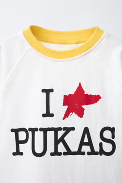 ZARA X PUKAS ФУТБОЛКА PUKAS SURF С ПРИНТОМ, БЕЛЫЙ