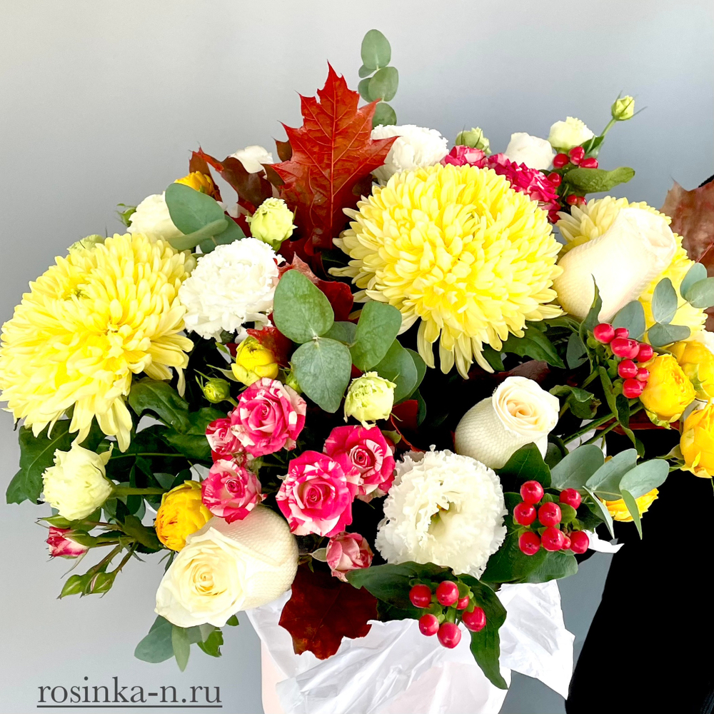 Осенняя композиция (в коробке 18*18 см бархат)