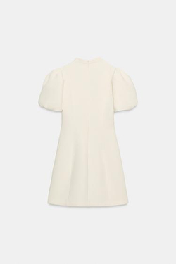 ZARA ПЛАТЬЕ С КОРОТКИМИ РУКАВАМИ «ФОНАРИК», ЭКРЮ