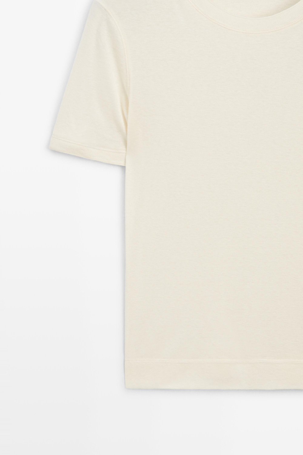 Massimo Dutti Футболка из смесового хлопка с короткими рукавами, натуральный/кремовый