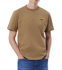 Meski T-Shirt Lacoste Embroidered Accent Tennis Print Jersey - brown