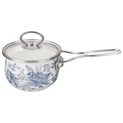 КОВШ AGNESS ЭМАЛИРОВАННЫЙ СО СТЕКЛЯННОЙ КРЫШКОЙ СЕРИЯ "ROYAL BLUE", 0,9 Л, ДИА. 14СМ