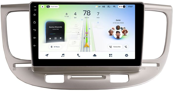 Магнитола для KIA Rio 2 2005-2011 (рамка бежевая) - Teyes CC4L-DTS монитор 9" IPS, Android 14, Быстрая, Snapdragon 662, CarPlay, 4G SIM-слот