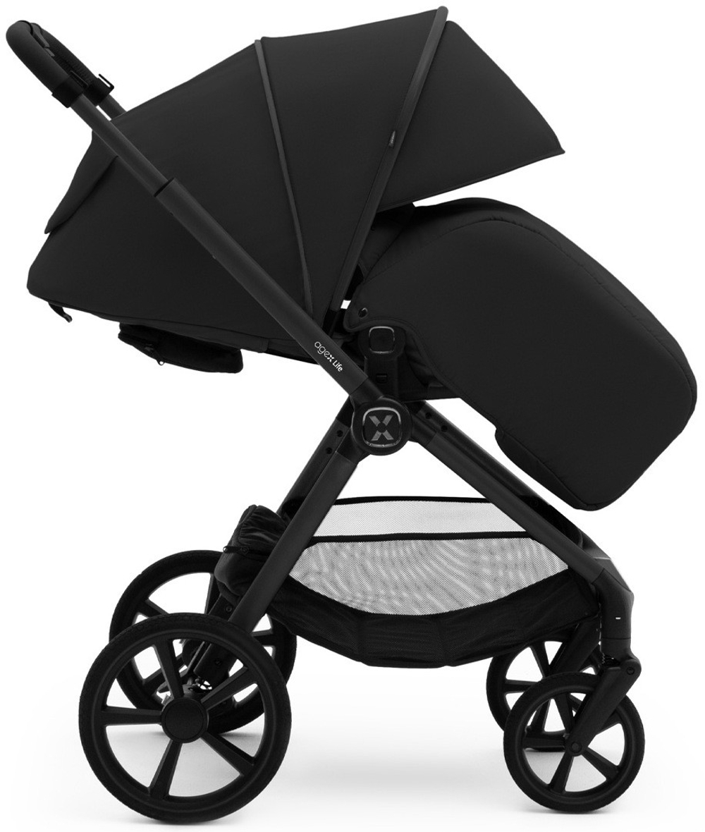 Коляска Agex Life 3 в 1 матовая рама с автокреслом i-Safe Black ALB583 Black (Черный)