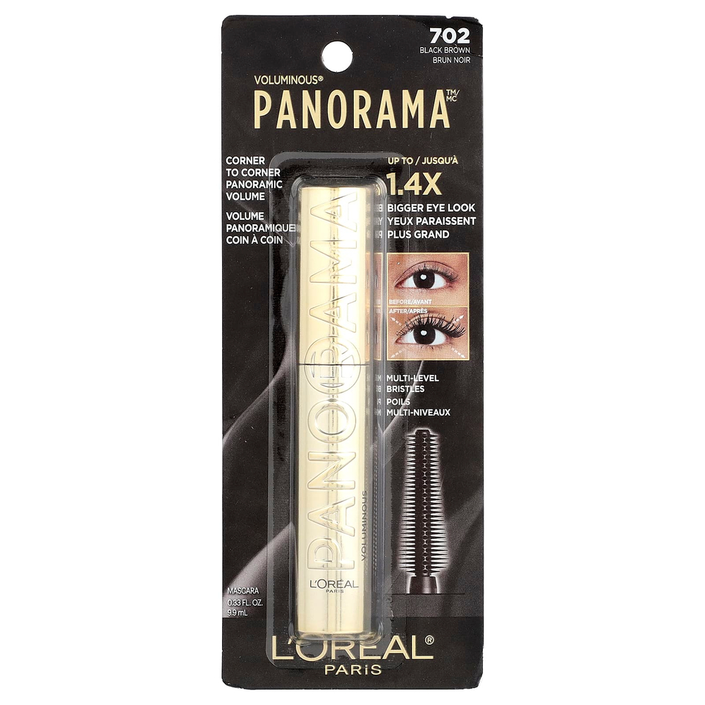L'Oréal, Тушь для ресниц Voluminous® Panorama ™, 702 черно-коричневый, 9,9 мл (0,33 жидк. Унции)