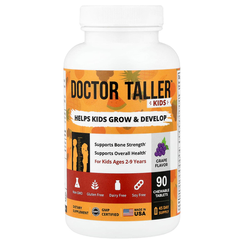 NuBest, Doctor Taller™, для детей от 2 до 9 лет, со вкусом винограда, 90 жевательных таблеток
