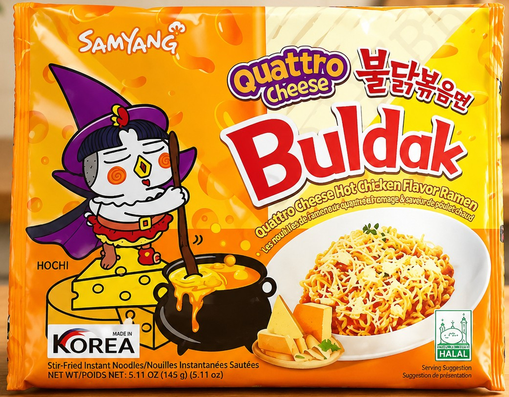 Лапша б/п со вкусом 4 сыра Quattro Cheese, Samyang, Корея, 135 г