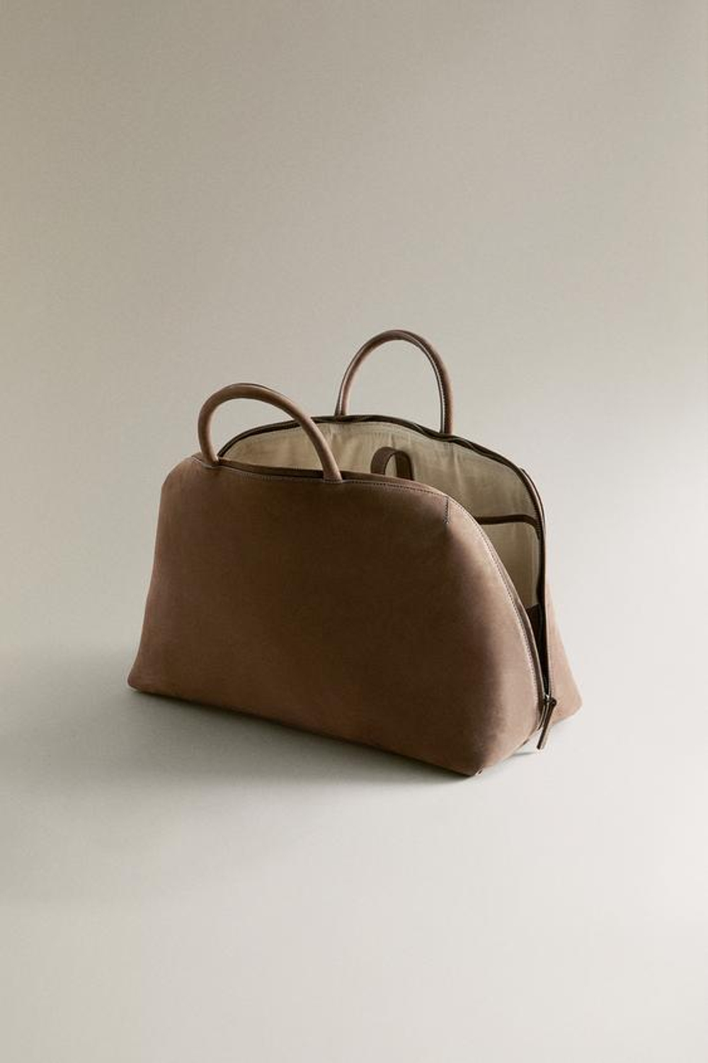 ZARA HOME СУМКА ИЗ НУБУКОВОЙ КОЖИ, КОРИЧНЕВЫЙ