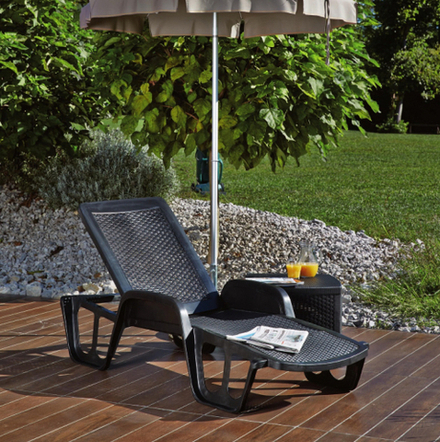 Шезлонг пластиковый, GARDEN RATTAN Pool, антрацит