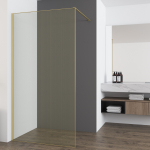 Душевая перегородка Vincea Волк-Ин (Walk-In) VSW-7HS100GWG, 1000*2000, браш.золото, стекло ламинир. с золотыми нитями