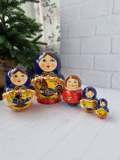 Матрёшка "С курочкой" традиция 5м 15см пузатая