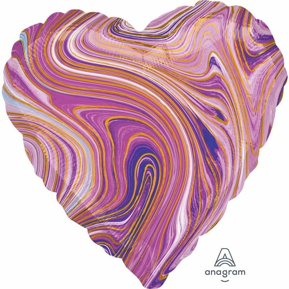 Шар Сердце 18" Мрамор Purple Шар Сердце 18" Мрамор Purple