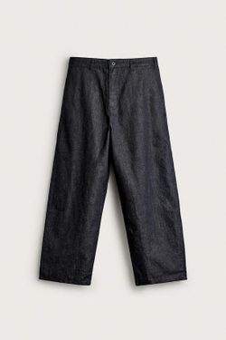 ZARA ЛЕГКИЕ ДЖИНСОВЫЕ БРЮКИ-ЧИНО ИЗ ХЛОПКА И ЛЬНА, ИНДИГО
