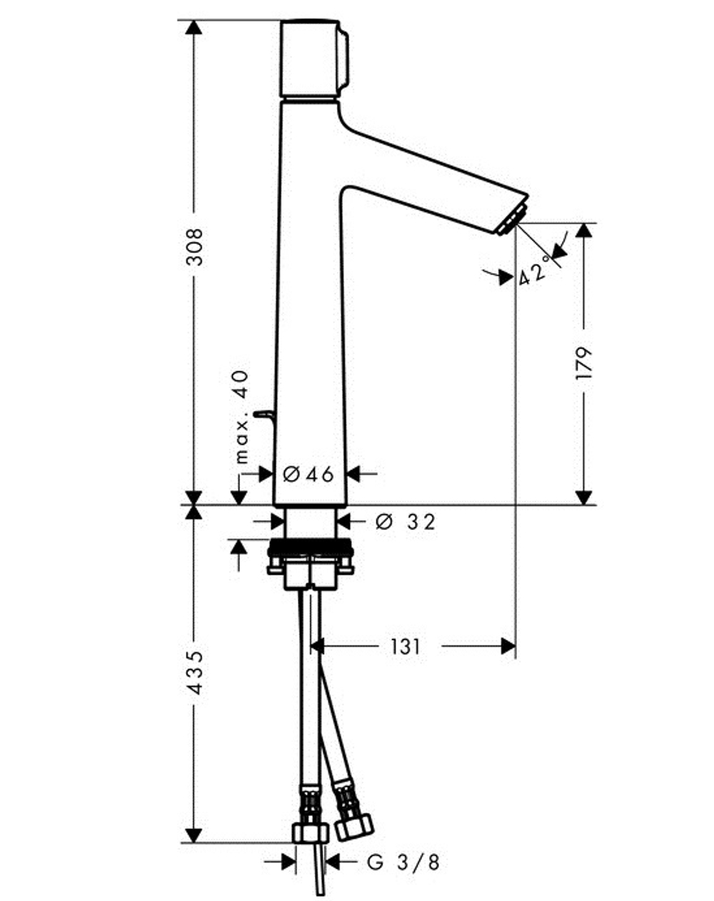 Смеситель для раковины высокий Hansgrohe Talis Select S 190 72044000